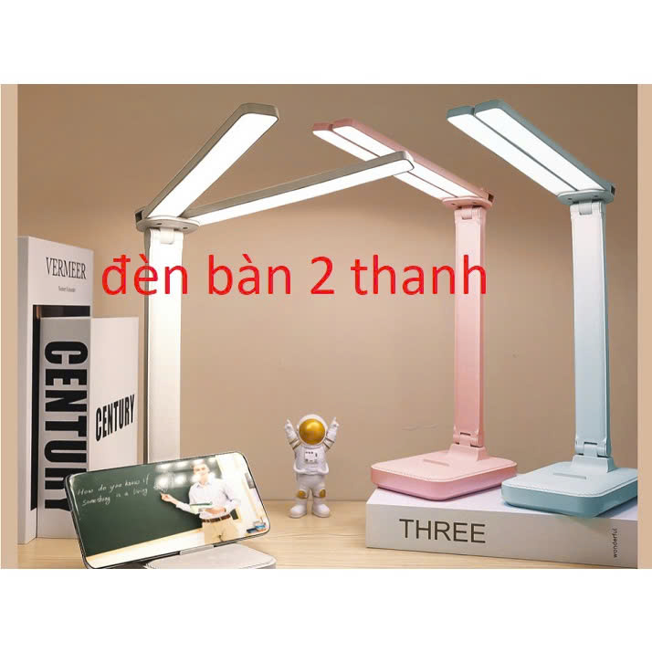 Đèn Học Để Bàn 2 Thanh 3 Chế Độ Sáng , Ánh Sáng Trắng Hoặc Vàng Tùy Chọn Giúp Bảo Vệ Mắt Cảm Ứng Tích Điện Pin, Chống Cận Thị - Chính Hãng