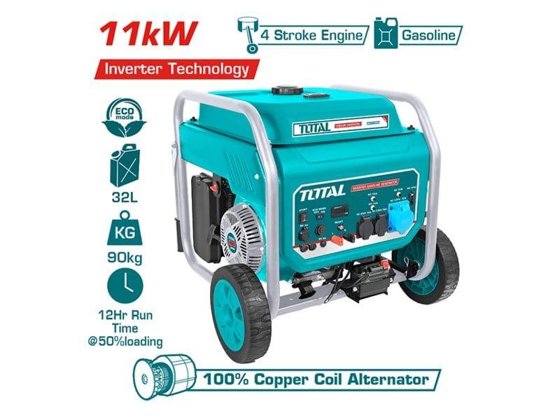 TỔ MÁY PHÁT ĐIỆN DÙNG XĂNG BIẾN TẦN 11KW TP3120006 TOTAL -HÀNG CHÍNH HÃNG