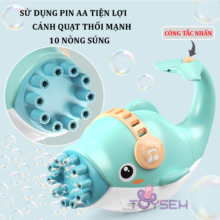 Đồ chơi bắn bong bóng xà phòng hình cá heo, Đồ chơi trẻ em máy phun thổi bong bóng ngoài trời, Quà tặng sinh nhật cho bé