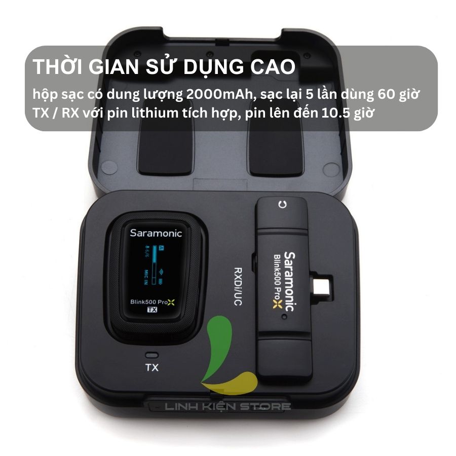 Micro thu âm không dây Saramonic Blink500 ProX B5 - Thiết bị ghi âm dành cho một người công Nghệ 2.4GHz cổng cắm Type-C - Hàng chính hãng