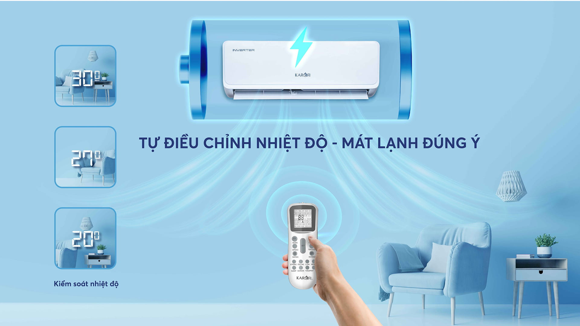 Điều hòa không khí Inverter 9000 BTU Karofi KDC-WI309 - hàng chính hãng - Giao và lắp đặt toàn quốc