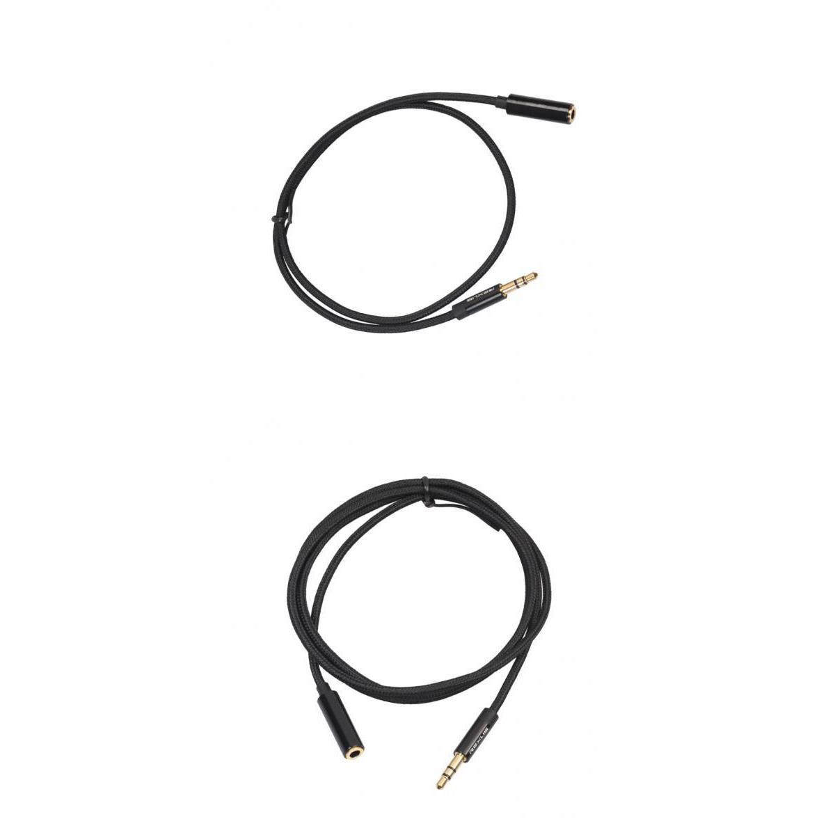 2 Pcs Headphone Extension Cable 3.5mm   Fe Aux Cable Black
