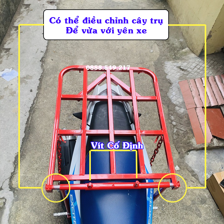 Gía Chở Hàng Xe Máy. Gác Baga Chở Hàng Loại Mở Cốp Đổ Xăng Không Cần Tháo