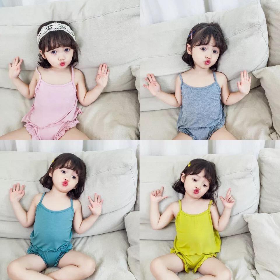 Bộ MINKY MOM 2 Dây Quần Chip Bộ 2 Dây Cho Bé Gái Hot Nhất Hè 2021  Chất Thun Lạnh Siêu Mềm Mịn Mát