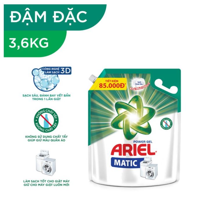 COMBO 3 túi nước giặt Ariel Nắng mai 3.6kg