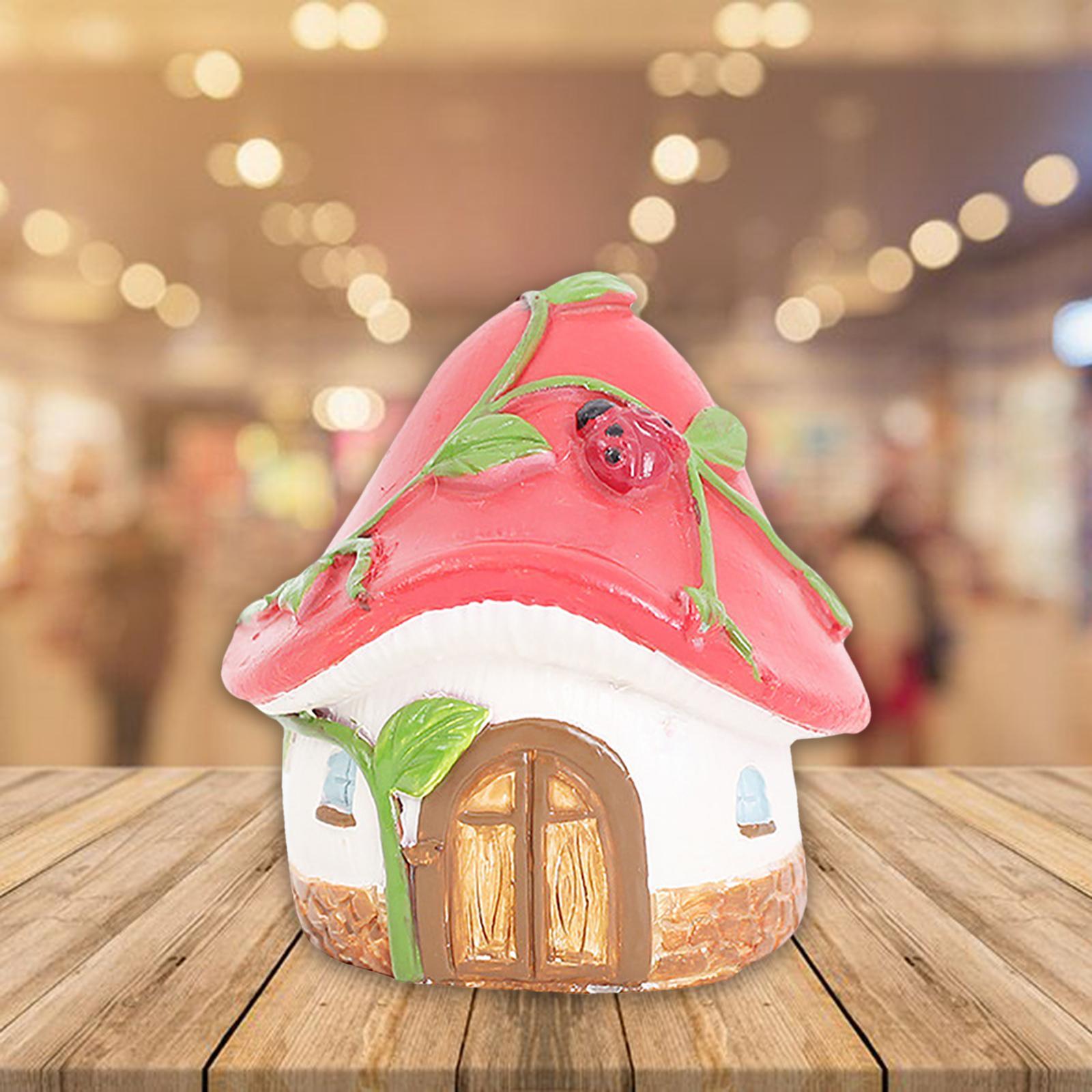 2Pcs Miniature Fairy Garden House Statue for Miniature Plant Pots Fairy