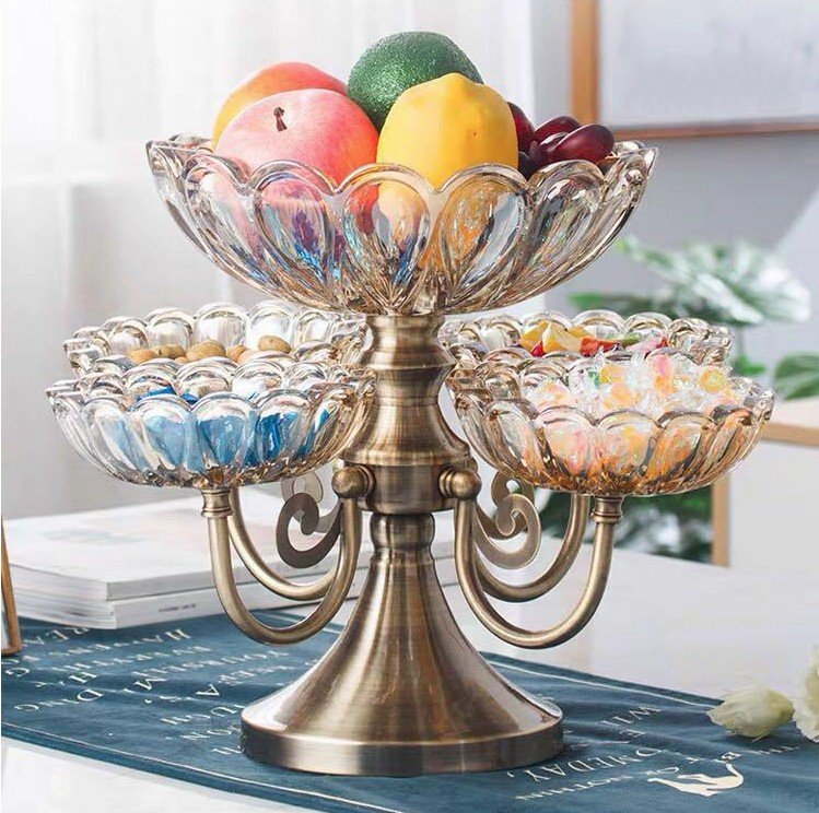 KHAY TRANG TRÍ 5 TÔ TRÁI CÂY TRÁNG MIỆNG HOÀNG GIA SEPARATE BRASS