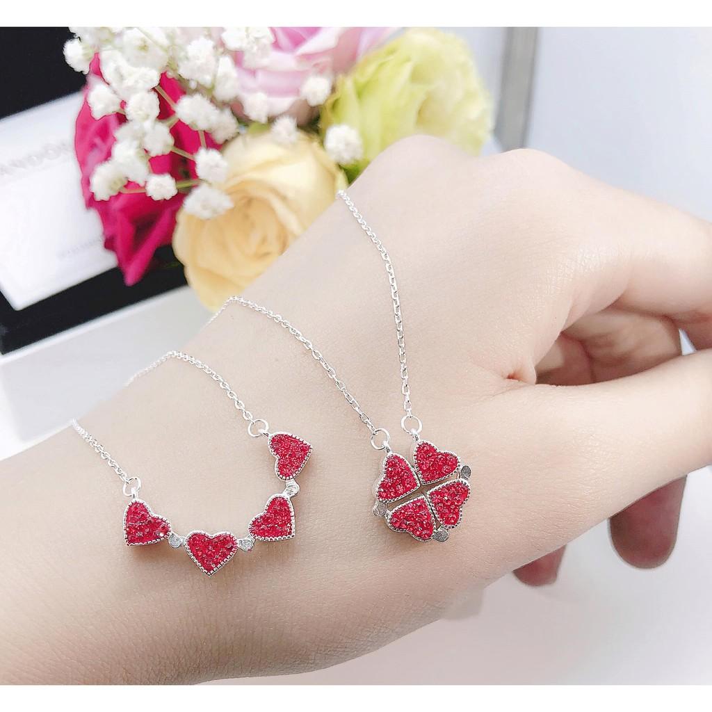 Dây chuyền Bạc nữ đẹp cỏ bốn lá gắn đá xinh đẹp và may mắn - DC_13910KP