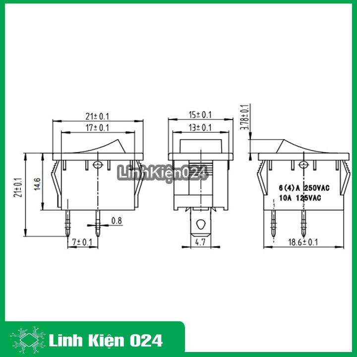 Công Tắc Bập Bênh KCD1-101 6A 250V 2P