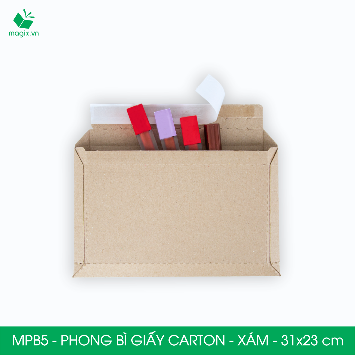 MPB5 - 31x23cm - COMBO 60 PHONG BÌ GIẤY CARTON ĐÓNG HÀNG MÀU XÁM