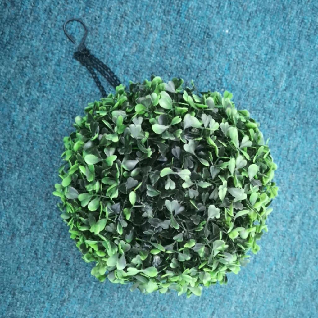 2pcs Solar LED Lantern Outdoor Garden Hanging Lamp Artificial Leaf Topiary Ball