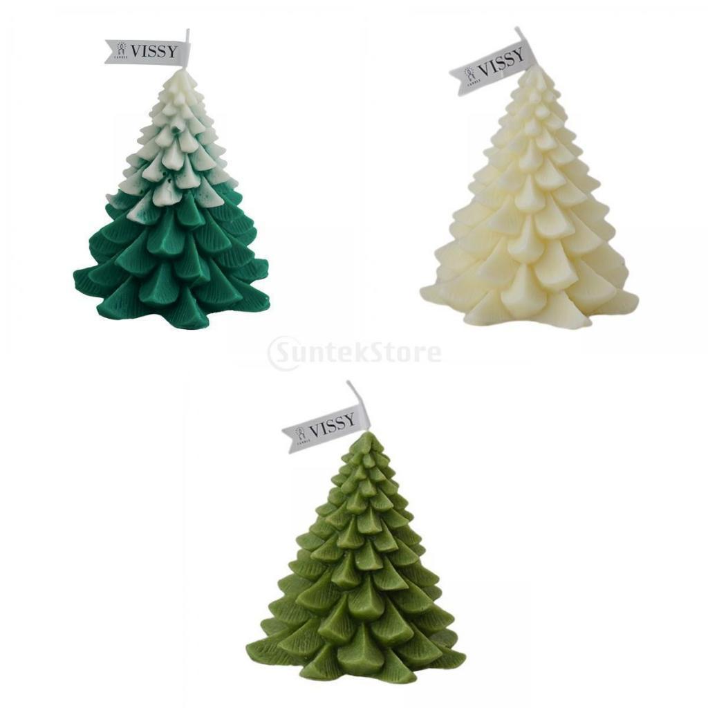 3x 3D Christmas Tree Shape Scented Wax Candle Nordic Bedroom Bar Decorative