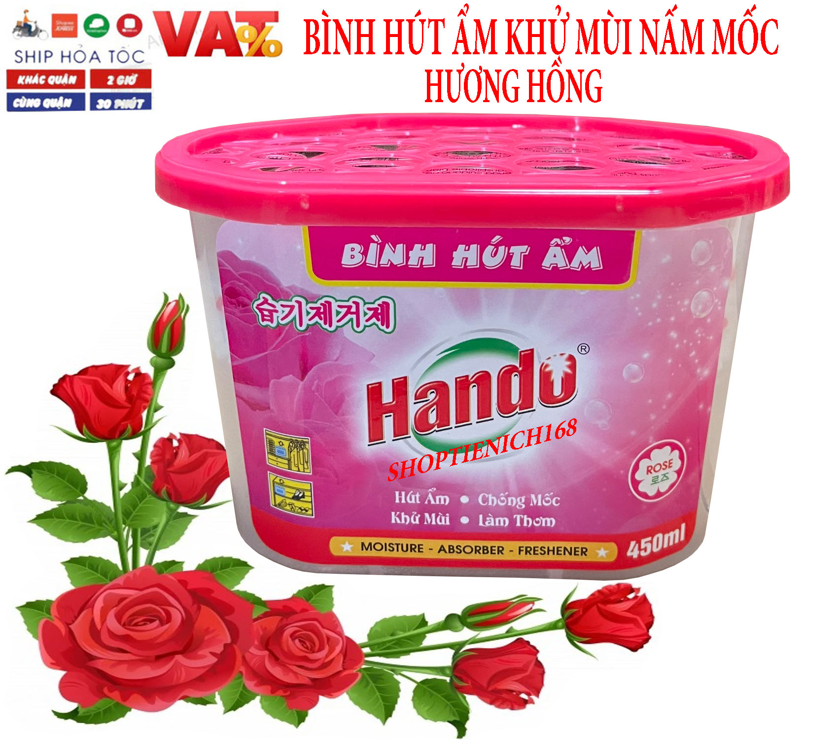 Bình hút ẩm khử mùi chống mốc than hoạt tính Hando 450ml