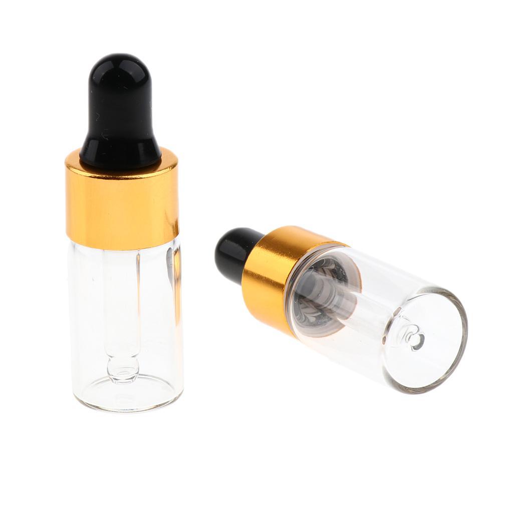 20 Pieces Travel Empty Glass Essential Oil Refillable Dropper Bottles 1 ML