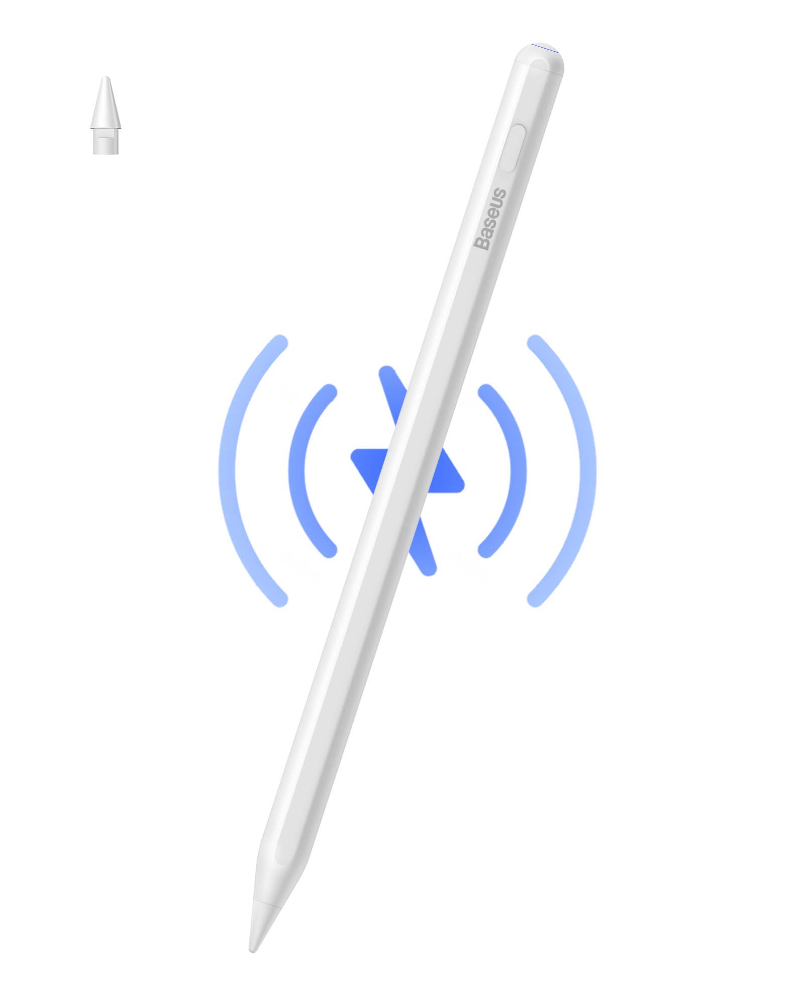 Bút Cảm Ứng Sạc 2 Chế Độ Baseus Smooth Writing 2 Series Dual Charging Stylus, White (Active Version Wireless/Cabled Charging, with Simple Series Data Cable White and active pen tip)(Hàng chính hãng)