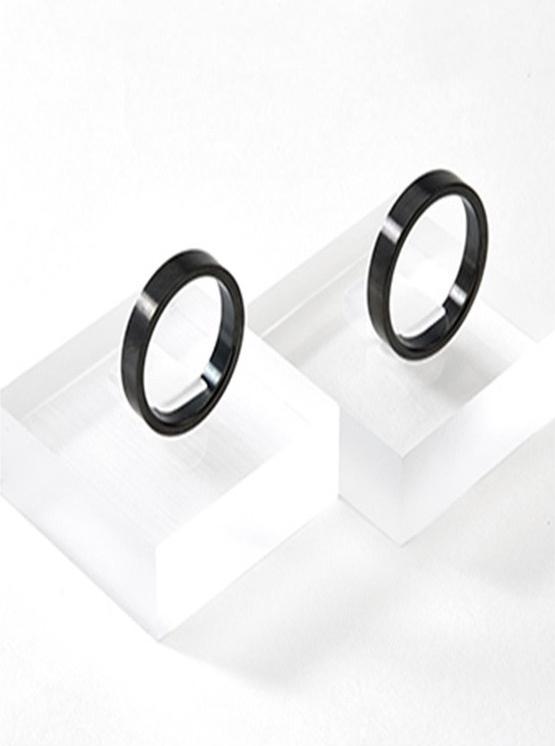 Nhẫn cặp inox mạ carbon nano đen trơn NC132 không teng không gỉ