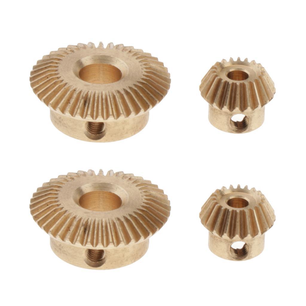2set/ 4pcs 0.5 Modulus Brass Bevel Gear 20 40Tooth 3 6mm Diameter Inner Hole