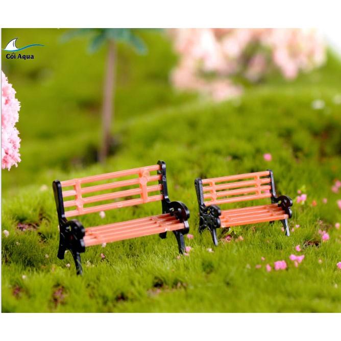 Tiểu cảnh mini Terrarium ️ Ghế công viên tiểu cảnh màu nâu trang trí sen đá, sân vườn, bể cá, bể terrarium