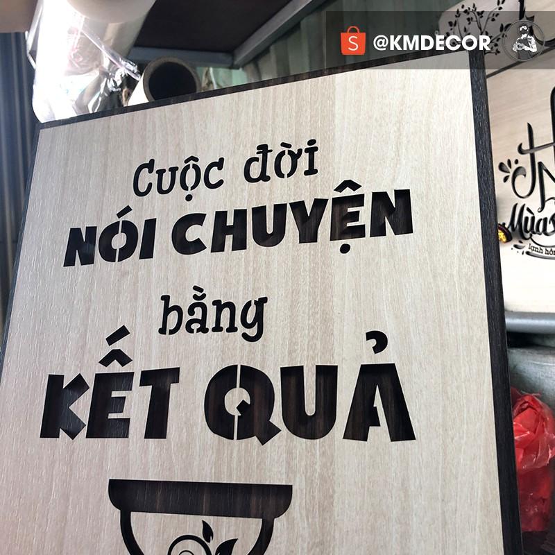 Mẫu tranh "cuộc đời nói chuyện bằng kế quả" - Tranh tạo động lực treo tường trang trí văn phòng