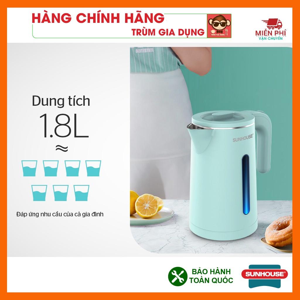 Ấm siêu tốc, bình đun siêu tốc Sunhouse inox 2 lớp, dung tích 1,8 lit, SHD1351