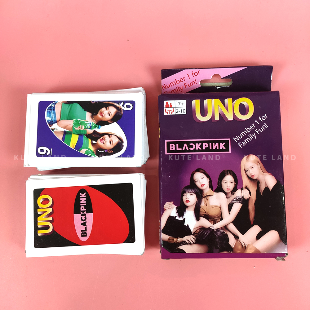 Bài Uno Black Pink Tim 108 lá giấy cứng Ivory cao cấp đồ chơi trẻ em thẻ bài Board Game Việt