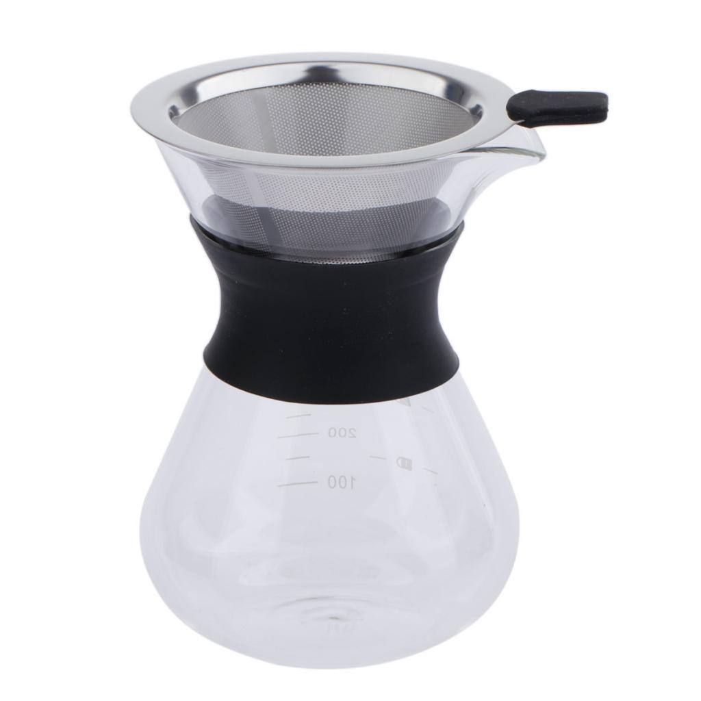 Coffee Maker Set Pour Over Coffee Pot + Cone Coffee Dripper Filter Net