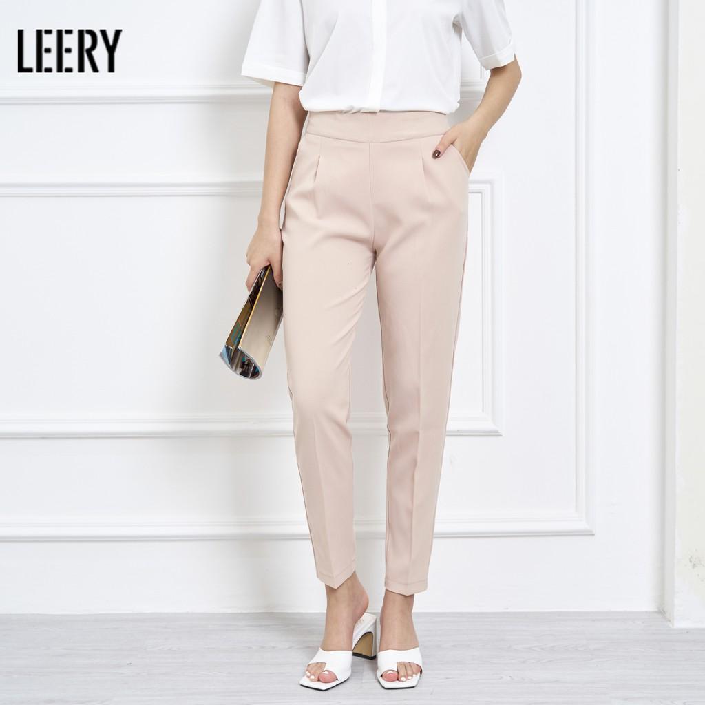 Quần tây nữ công sở quần baggy lưng cao ống đứng thiết kế lưng thun cao cấp màu Đen Xanh Be Ghi Hồng QD-16