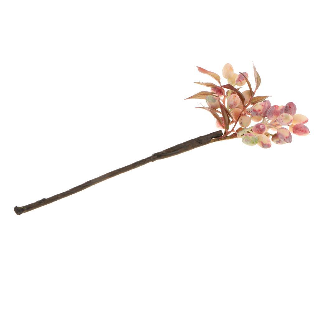 2X Artificial Plant Flower Olive Fruit Berries Bouquet Home Decor White Pink