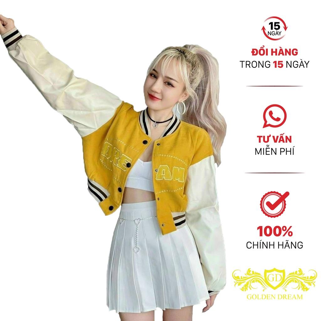 Aó Khoác Nữ Chất Da Lộn  From Croptop Kiểu Dáng Cực Xinh Tay Phối Màu Cá Tính GOLDEN DREAM P89
