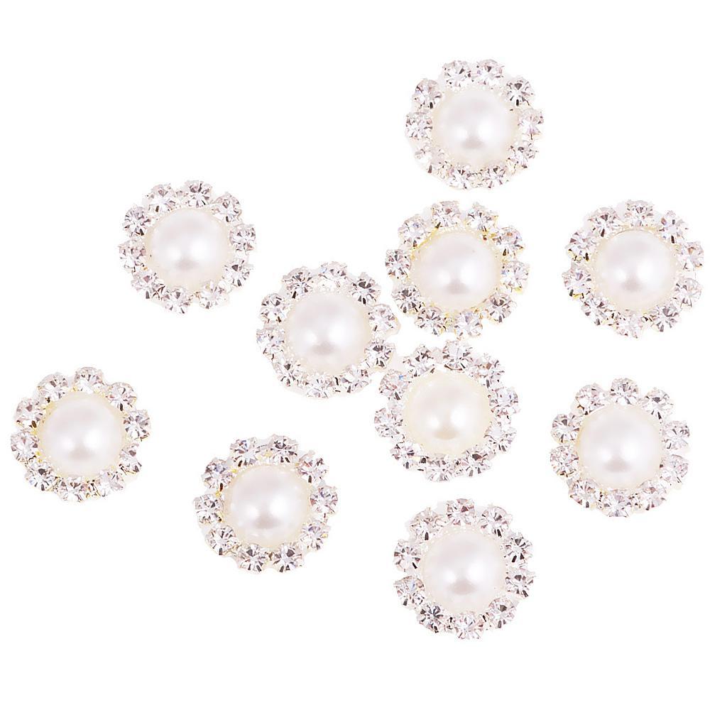 4-20pack 10 Pieces Crystal Pearl Flatback Buttons Scrapbooking Embellishment