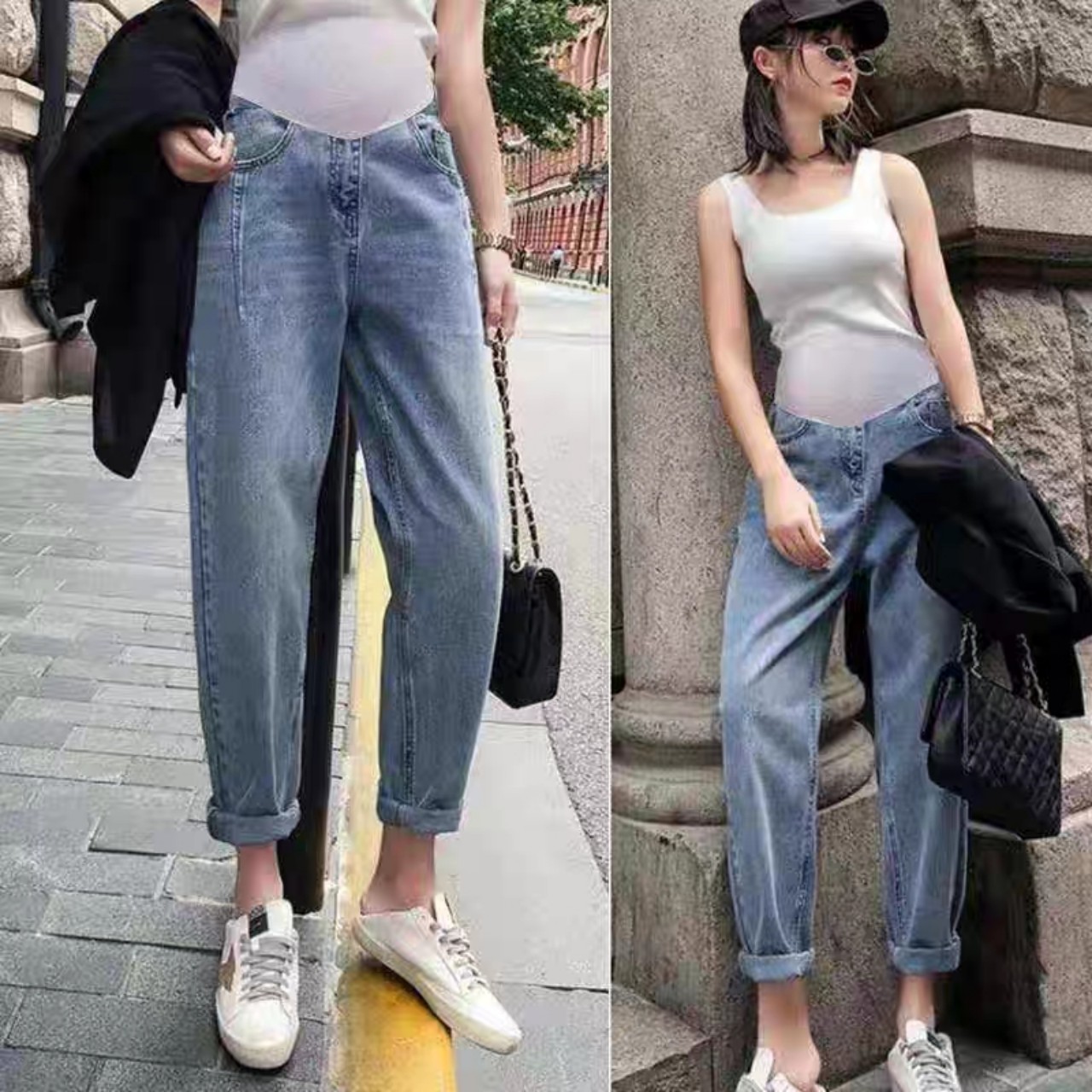 Quần baggy bầu jean bầu sáng màu sành điệu hàng qc 0416-027