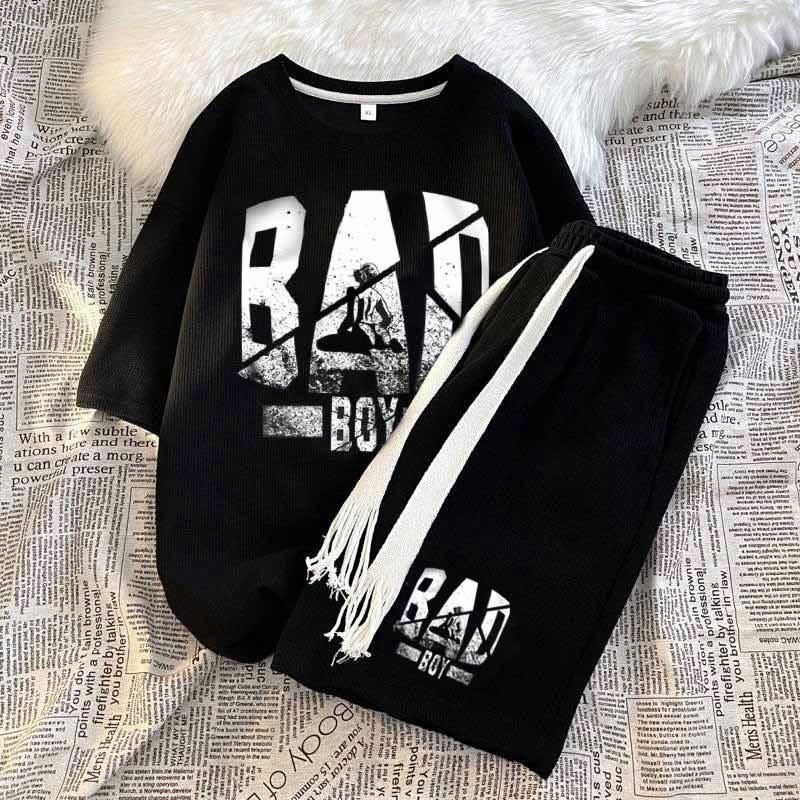 [HOT] Bộ Thể Thao Nam Đồ Bộ Quần Áo Mùa Hè Cộc Tay Vải Thun Lạnh Đẹp in Chữ BAD Siêu Ngầu  Siêu Đẹp HTM FASHION - Đen