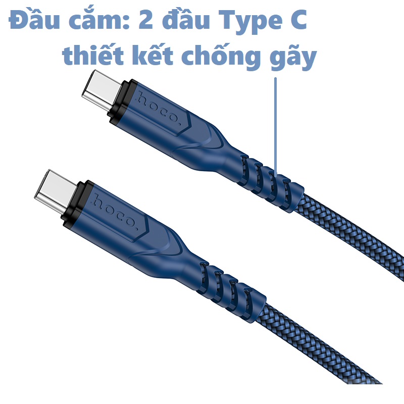 Cáp sạc nhanh C to C PD 60W cho laptop tablet điện thoại hoco X59 _ Hàng chính hãng