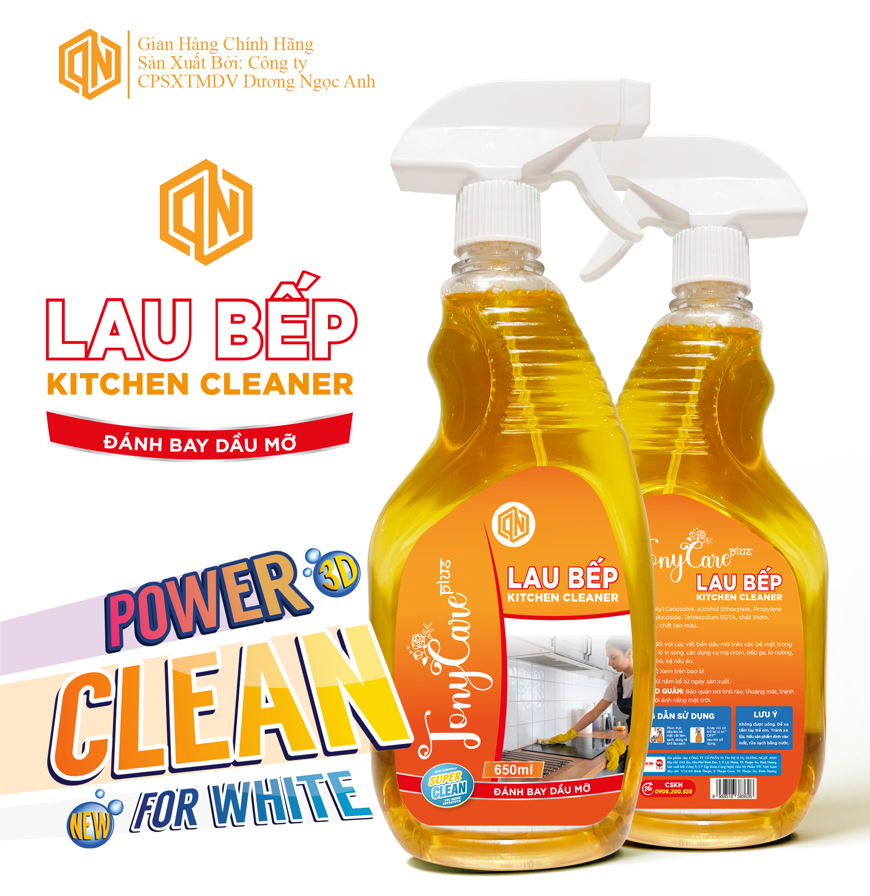 Nước lau bếp Tonycare 650ml – Sạch dầu mỡ, diệt khuẩn, an toàn bề mặt – Chính hãng Tonycare