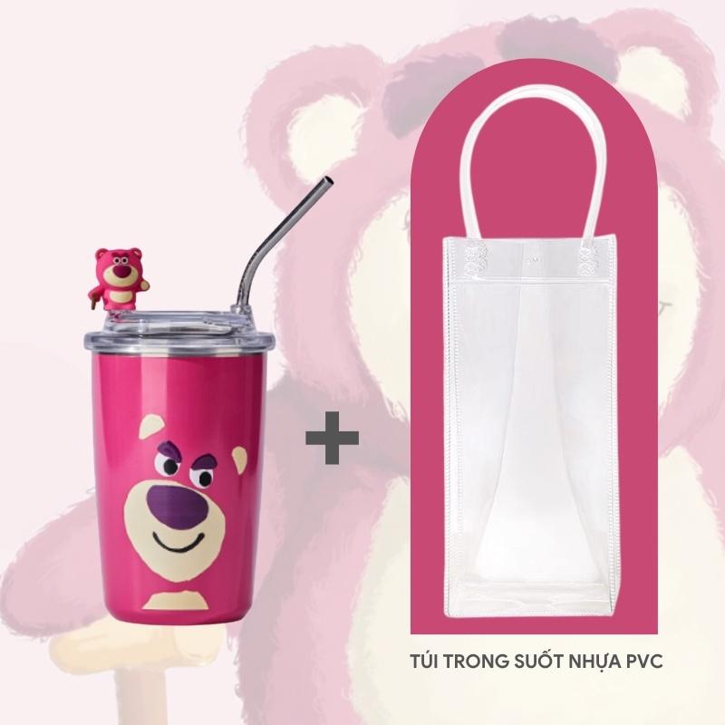 Ly Giữ Nhiệt Gấu Dâu Lotso Xinh Xắn, Bình Nước Giữ Nhiệt Hình Gấu Và Dâu Tây Hoạt Hình Dễ Thương