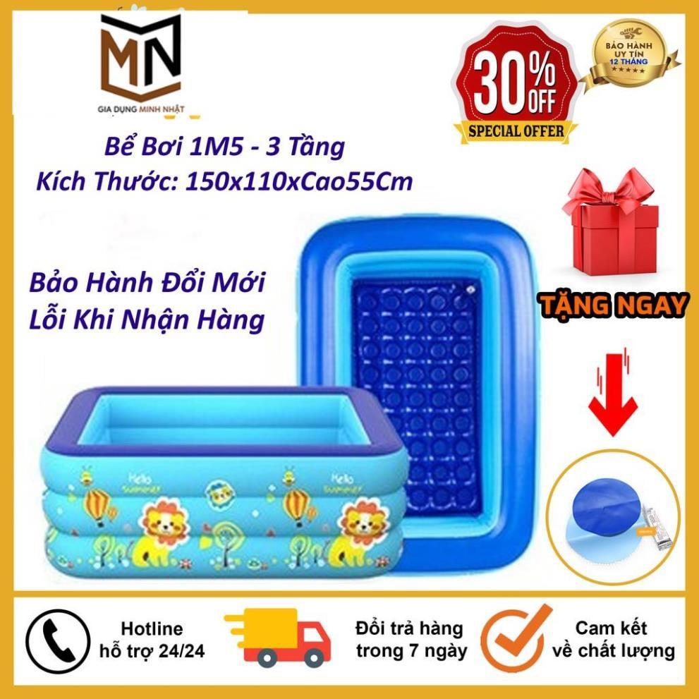 Bể Bơi Phao Kích Thước 1M5 ( 150x110xCao55Cm ) 3 Tầng Cho Bé, Hàng Loại 1 Có Đáy Chống Trượt, An Toàn Khi Sử Dụng