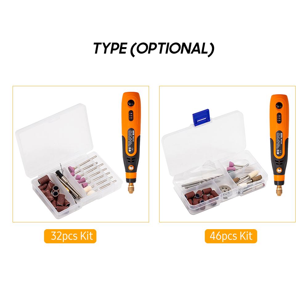 Bộ 46 Cái Máy Mài Điện 3.6V Bút Mài Có Thể Sạc Lại USB Bút Máy Khoan Điện Cầm Tay Mini 3 Tốc Độ Với Nhiều Phụ Kiện Để Khắc Mài Khắc Khoan