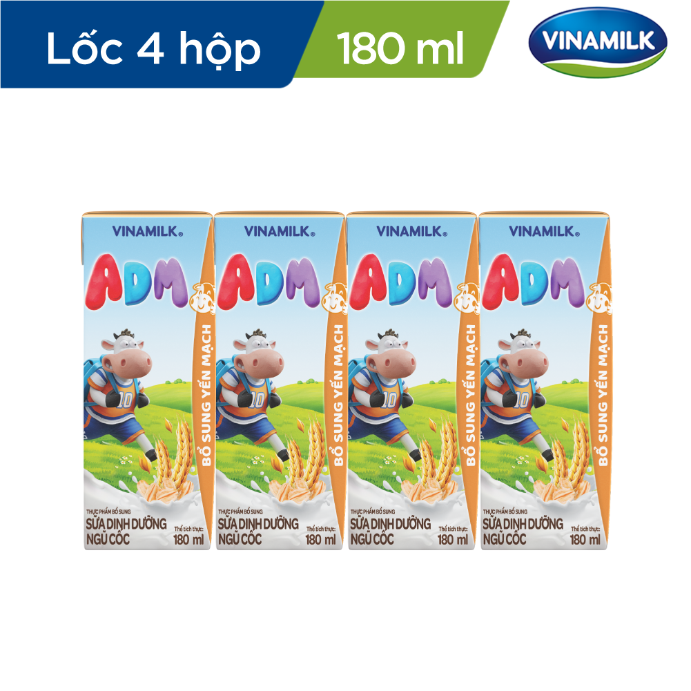 Sữa dinh dưỡng Ngũ cốc - Yến mạch Vinamilk ADM - Thùng 48 hộp 180ml