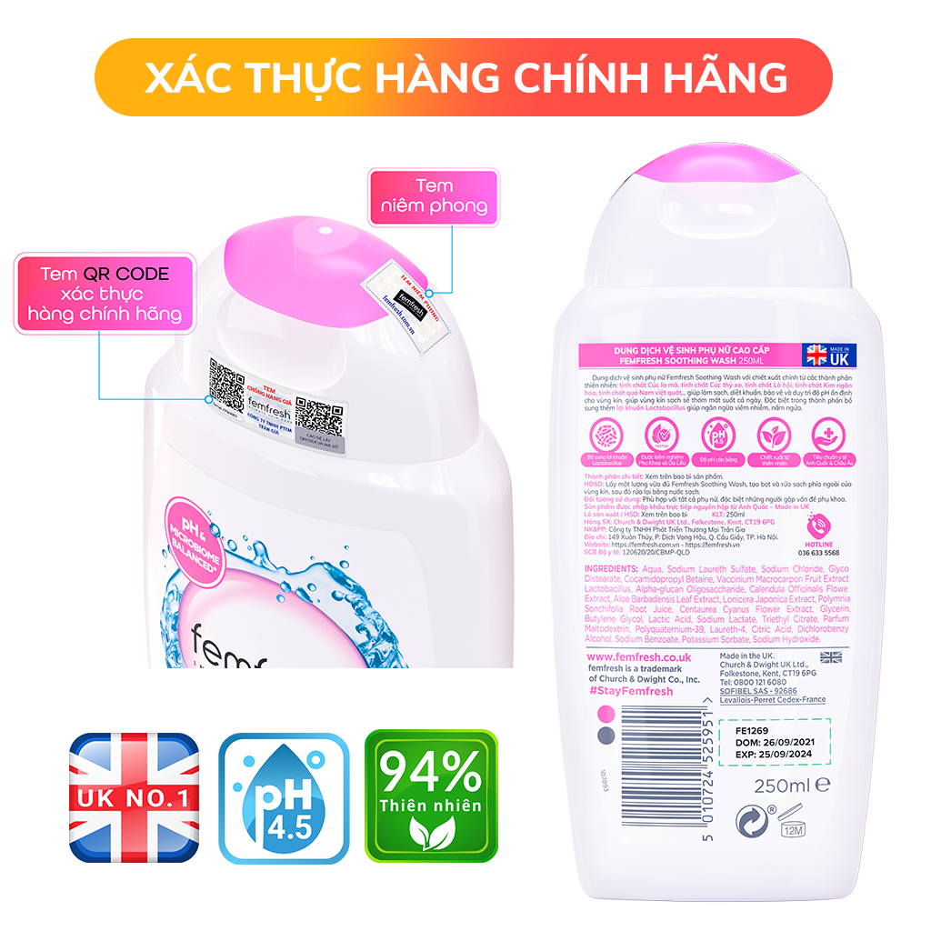 Mua Dung Dịch Vệ Sinh Phụ Nữ Femfresh Soothing Wash 250ml + Femfresh 0% Sensitive Intimate Wash 250ml Dành Cho Da Nhạy Cảm - Quà Tặng Ngẫu Nhiên