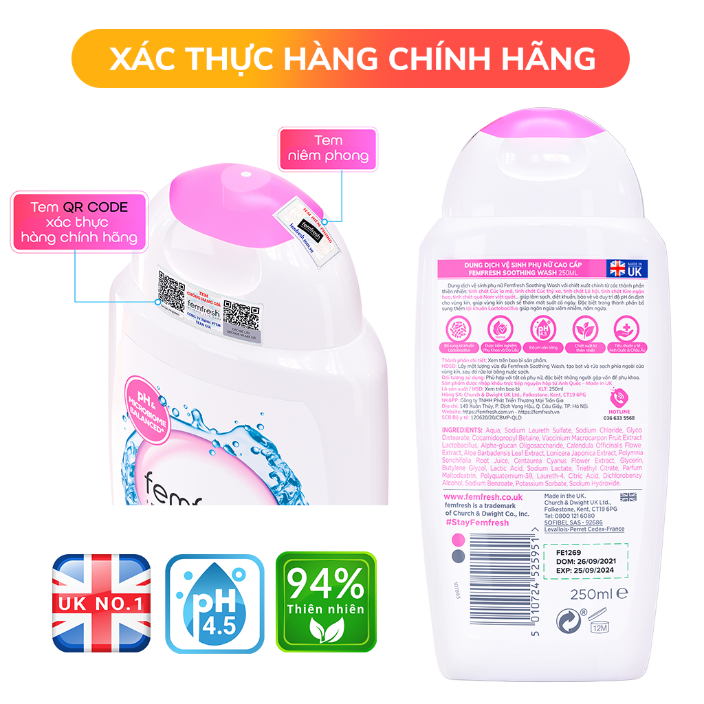 [Mua 2 Tặng 1] Mua Dung Dịch Vệ Sinh Phụ Nữ Femfresh Soothing Wash 250ml + Femfresh 0% Sensitive Intimate Wash 250ml Dành Cho Da Nhạy Cảm - Quà Tặng Ngẫu Nhiên