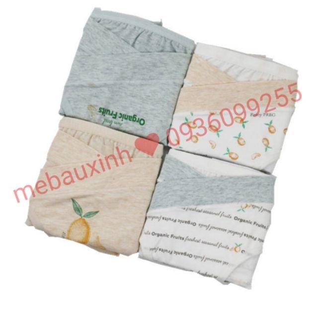 Set 4 quần lót bầu sau sinh cạp chéo cotton kháng khuẩn cao cấp, túi zip siêu đáng yêu