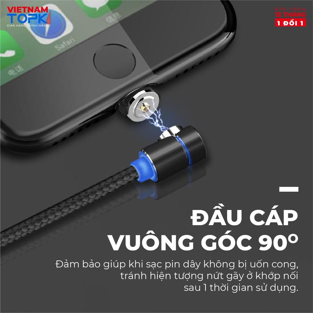 Dây sạc nam châm đầu nối vuông góc TOPK AM30 Đèn LED - Hàng chính hãng