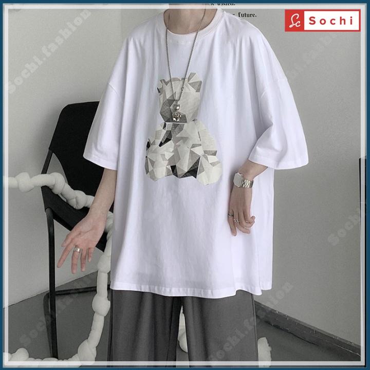 Áo phông nam giá rẻ, áo phông unisex phong cách Hàn Quốc in Gấu Xếp mã NTL.125