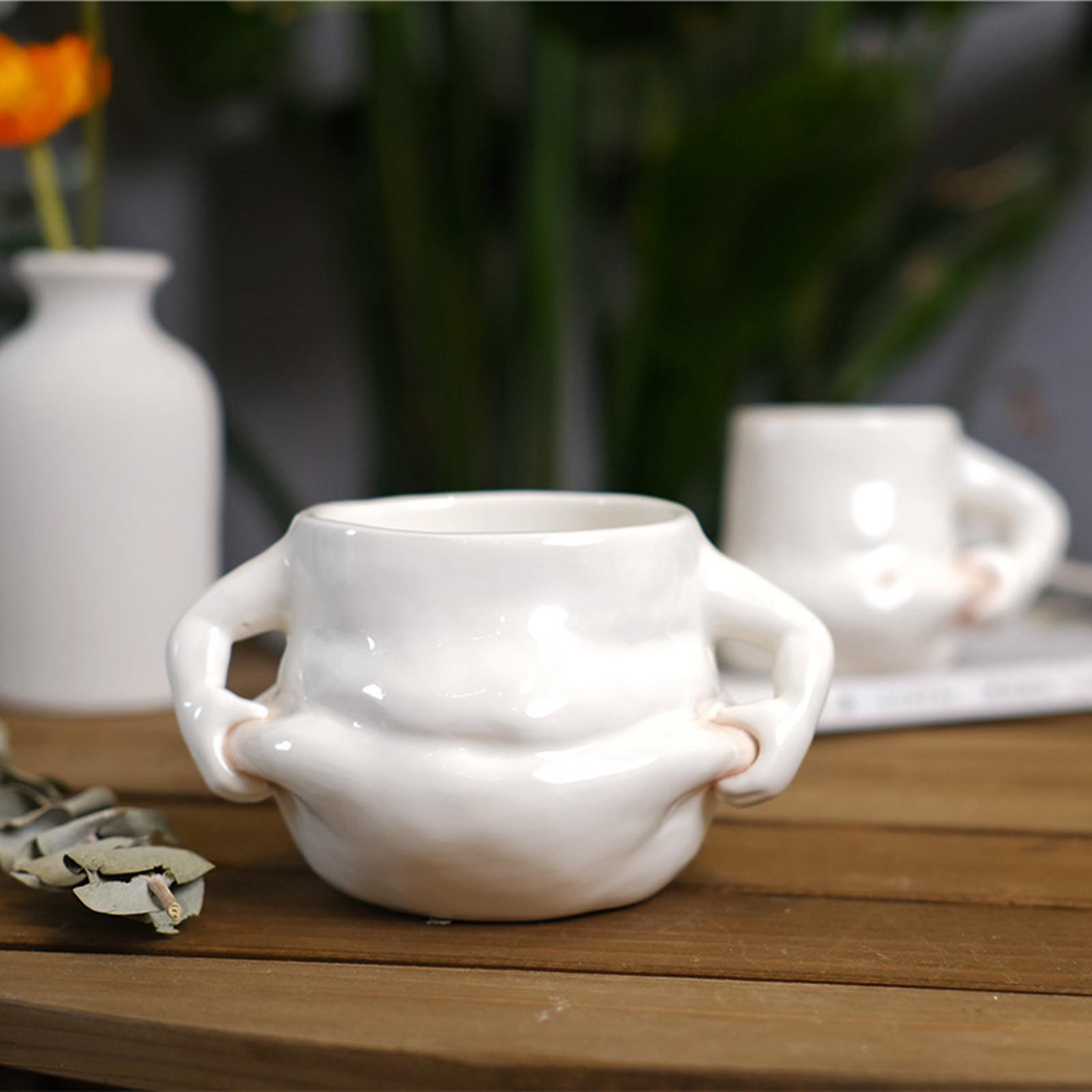 Funny Ceramic Coffee Mug Water Cup White with Handles for Wedding Home