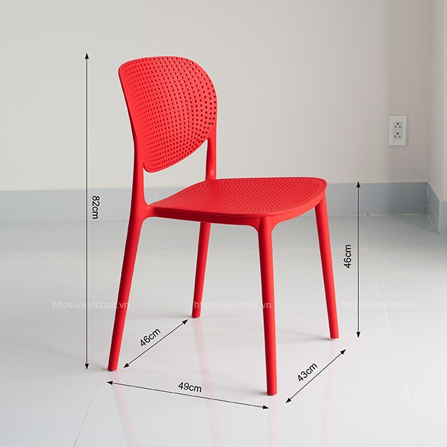 Ghế Nhựa Đúc Cafe Sân Vườn Ponny Chair WC018 - Nhựa PP Đúc Nguyên Khối Dạng Lỗ Lưới - Chịu Nhiệt Nắng Mưa Cực Kỳ Tốt