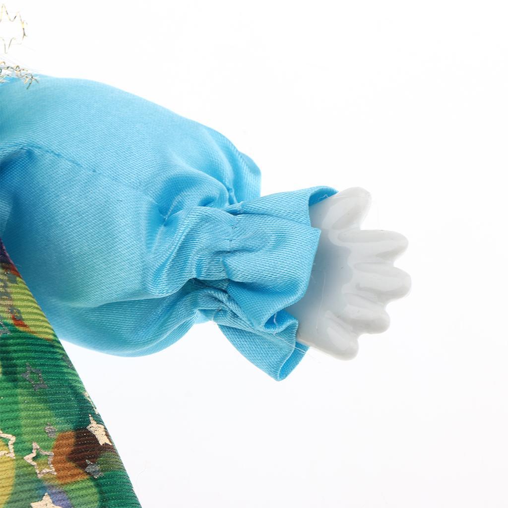 Porcelain Clown Doll Hanging Foot Harlequin Doll Home Display Ornament A