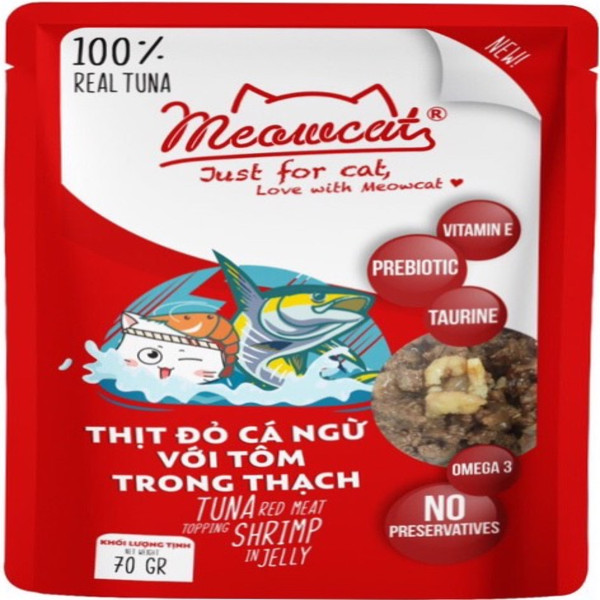 Pate Meowcat cá ngừ thạch gói 70gr/Tuna red meat in jelly 70gr