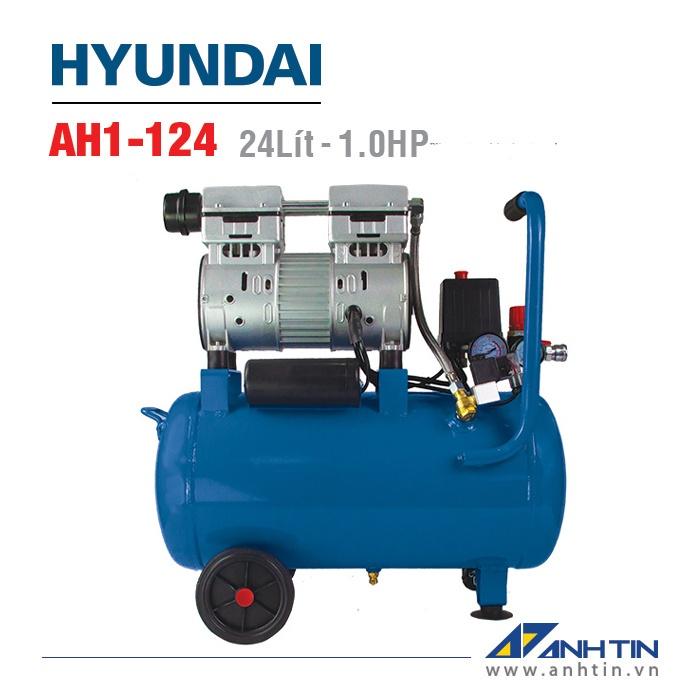 Máy nén khí không dầu HYUNDAI AH1-124 | Dung tích 24 Lít | Công suất 1.0HP | Lưu lượng 80 lít/phút