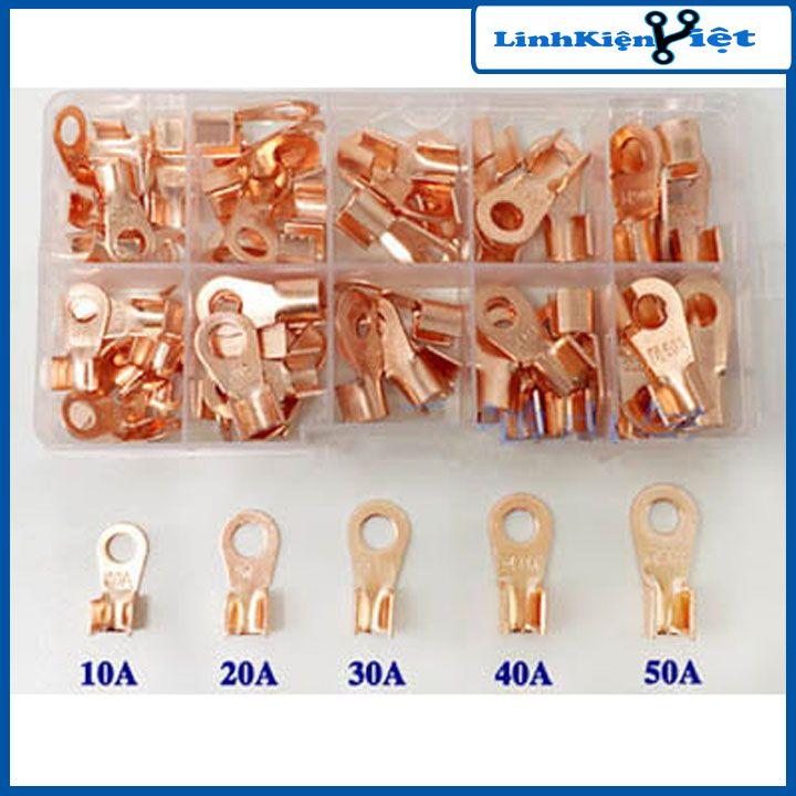Cos dây điện đồng đỏ OT 5A-10A-20A-25A-30A-50A-100A, cốt bấm nối dây điện bình ắc quy