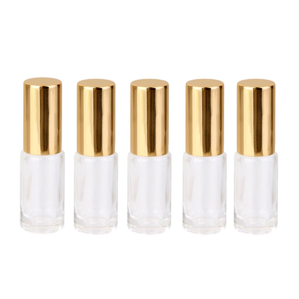 5pcs Refillable Empty Perfume Roll-on Bottles 5ml - Clear